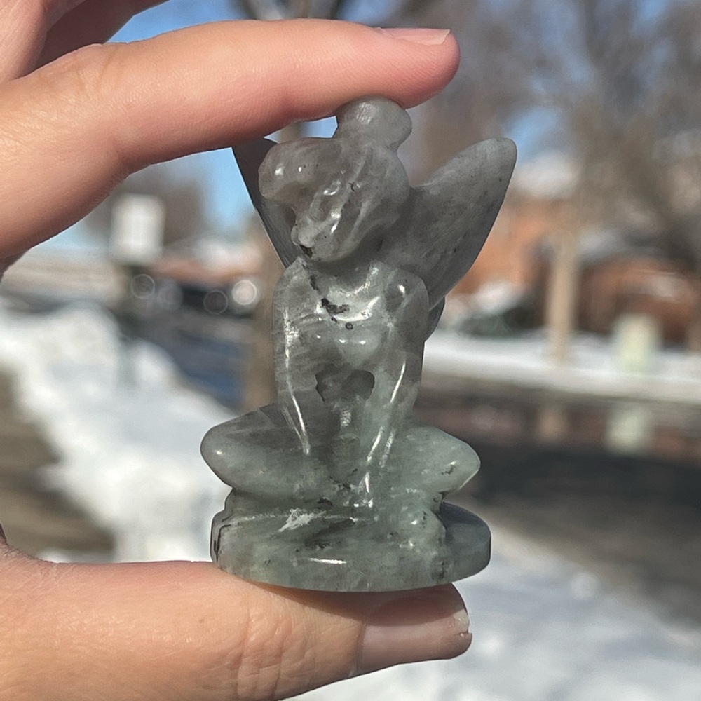 Genuine LABRADORITE Tinkerbell Carving